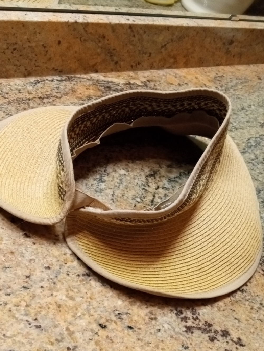 Sun N Sand Yellow Straw Sun Hat  Headwear. Open top, Velcro Adjustable. - Picture 4 of 6